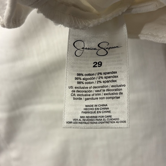 Jessica Simpson High Rise Straight Leg Ankle Cutoff Frayed Jeans  29 White - Picture 10 of 11